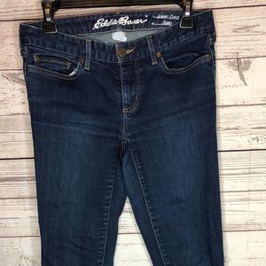 Dark wash, skinny curvy jeans. Eddie Bauer 4.